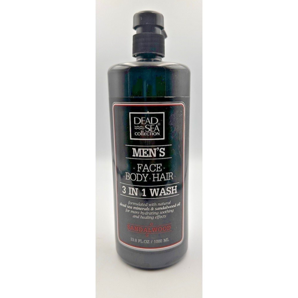 Dead Sea Collection Mens Face Body Hair ‎ Wash Sandalwood  Hydrating 33.8  oz